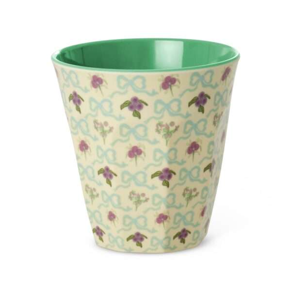 Middelgroot Beker - Crème - Bow and Bouquet Print