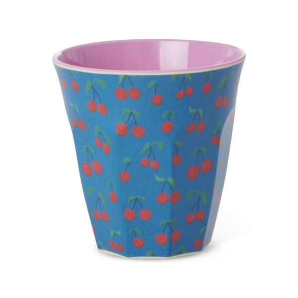 Middelgroot Beker - Blauw - Cherry Love Print