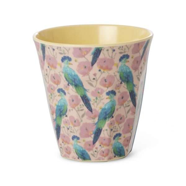 Middelgroot Beker - Zacht roze - Exotic Bird Print